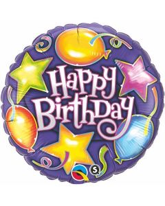 Birthday Stars and Balloons - 18 Inch Foil Balloon (91287Q)