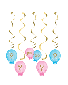 Gender Reveal Balloons Dizzy Danglers Hanging Swirls (CC336686AM)