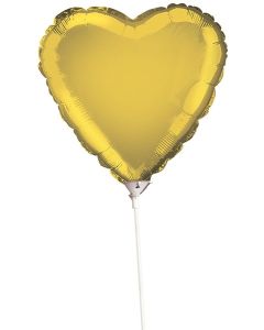 Gold Heart - 22cm Foil Balloon On Stick (E2163 ) (E2163)
