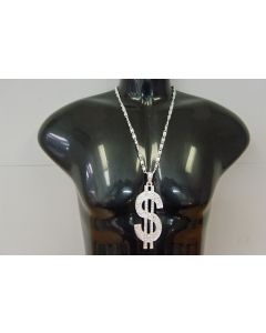 Dollar Sign Necklace Large Silver ($) (FN-DLR-SIL)