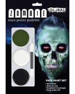 Zombie Green Face Paint Palette by GlobaLarge - Adult Costume (FPKZB)