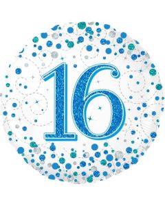 16th Sparkling Fizz Blue - 45cm Foil Balloon (OT226638)