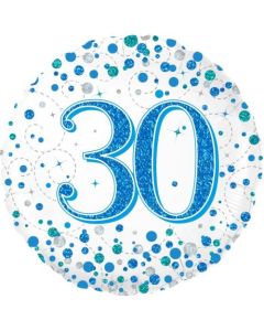 30th Sparkling Fizz Blue - 45cm Foil Balloon (OT226676)