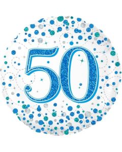 50th Sparkling Fizz Blue - 45cm Foil Balloon (OT226690)