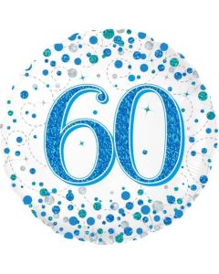 60th Sparkling Fizz Blue - 45cm Foil Balloon (OT226706)