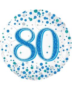 80th Sparkling Fizz Blue - 45cm Foil Balloon (OT226737)