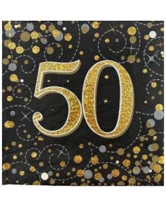 Sparkling Fizz Black Gold - Napkin 50th (Pack of 16) (635999A)