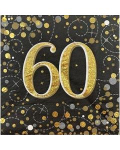 Sparkling Fizz Black Gold - Napkin 60th (Pack of 16) (636002A)
