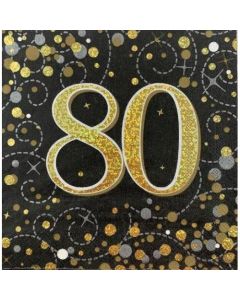 Sparkling Fizz Black Gold - Napkin 80th (Pack of 16) (636026A)