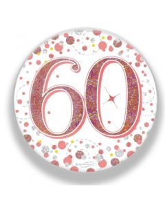 Badge 75mm 60th Sparkling Fizz Rose Gold (OT654372)