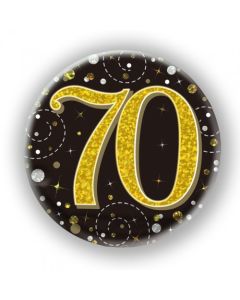 Badge 75mm 70th Sparkling Fizz Black and Gold (OT654525)
