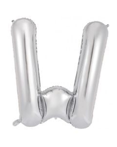 W Silver Letter - 86cm (34') Foil Balloon (WSilverA)
