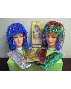 Fringe With Tinsel Wig - Red (WIGFRTINRED)