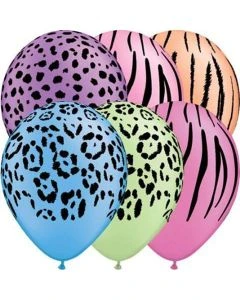 Safari Neon Assorted Animal Print - 28cm (11 Inch) Latex Balloon (10094Q)