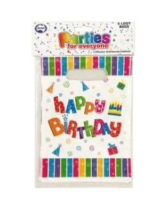 Loot Bags - Pack 6 - Happy Birthday (107695A)